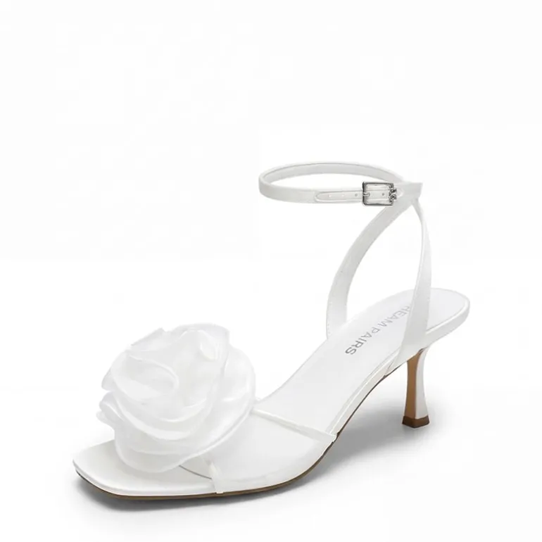 Comfortable Elegant Floral Kitten Heeled Sandals