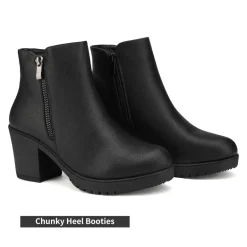 Comfortable Low Heel Chunky Ankle Boots