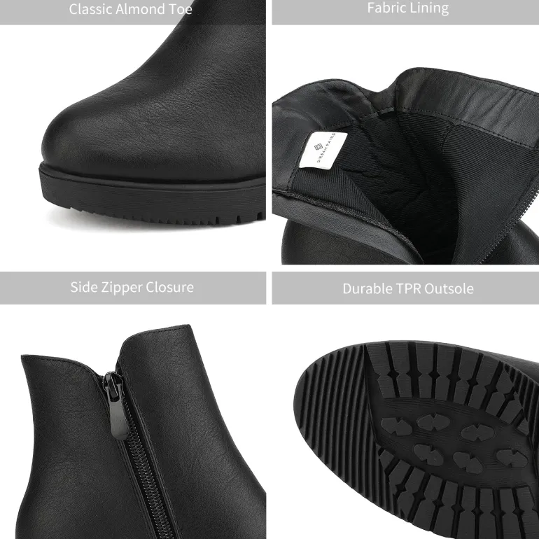 Comfortable Low Heel Chunky Ankle Boots