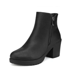 Comfortable Low Heel Chunky Ankle Boots