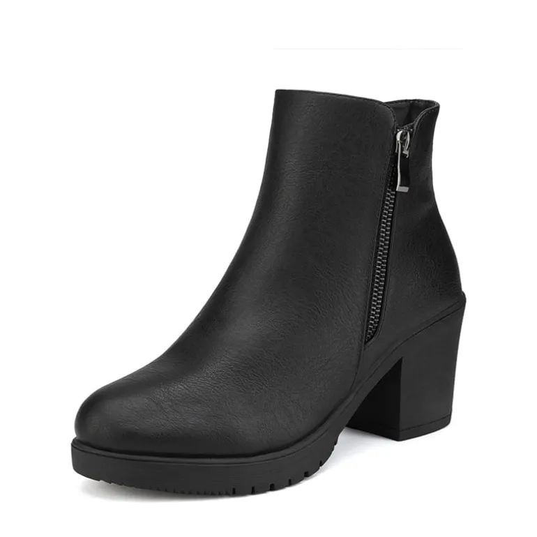 Comfortable Low Heel Chunky Ankle Boots