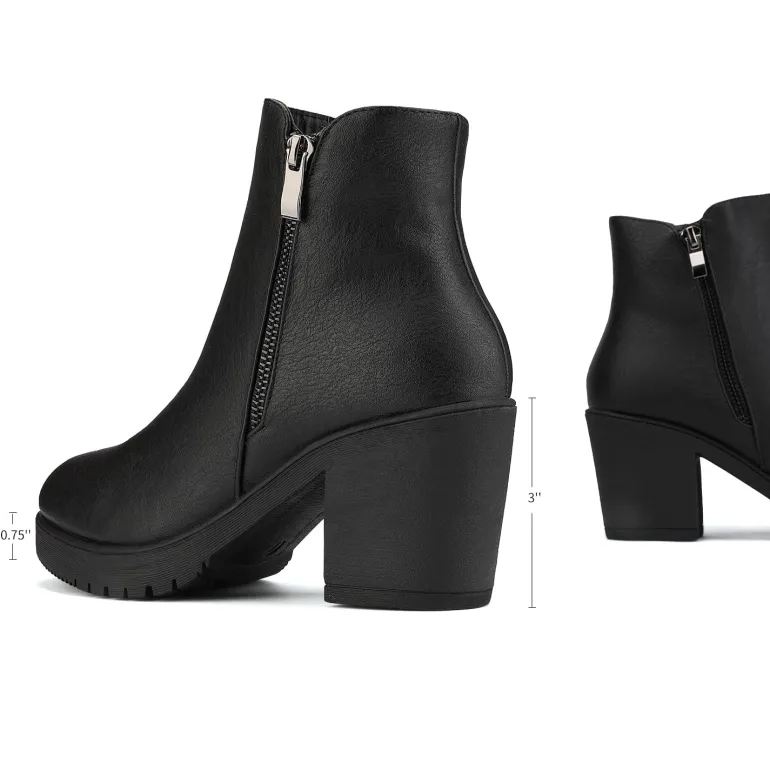 Comfortable Low Heel Chunky Ankle Boots