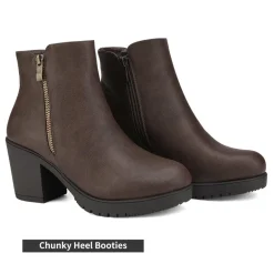 Comfortable Low Heel Chunky Ankle Boots