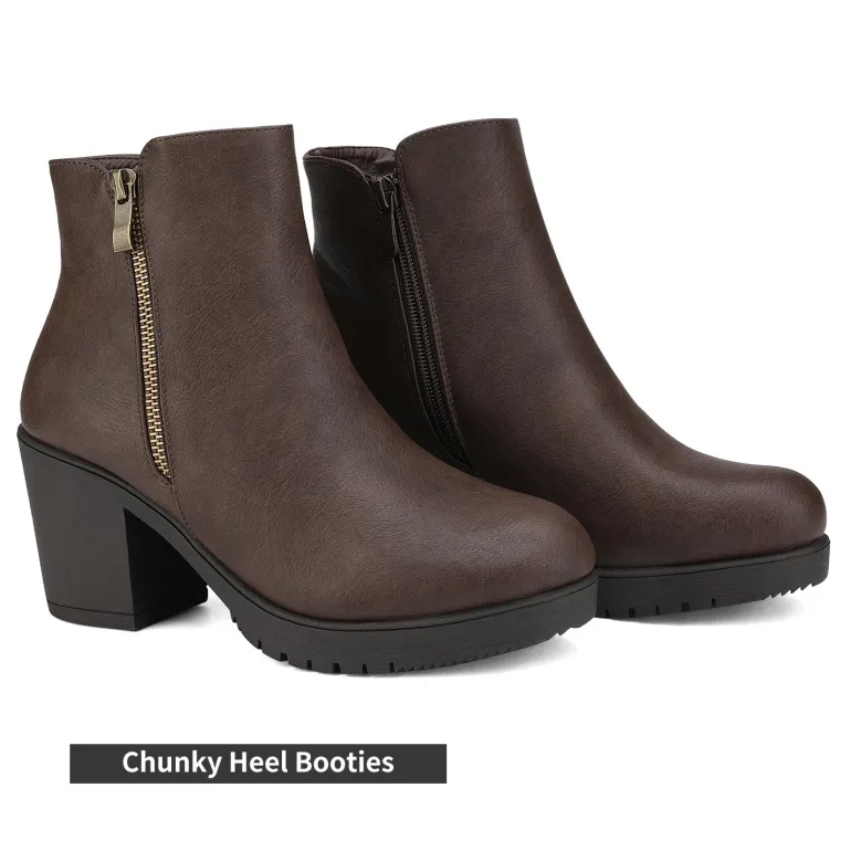Comfortable Low Heel Chunky Ankle Boots
