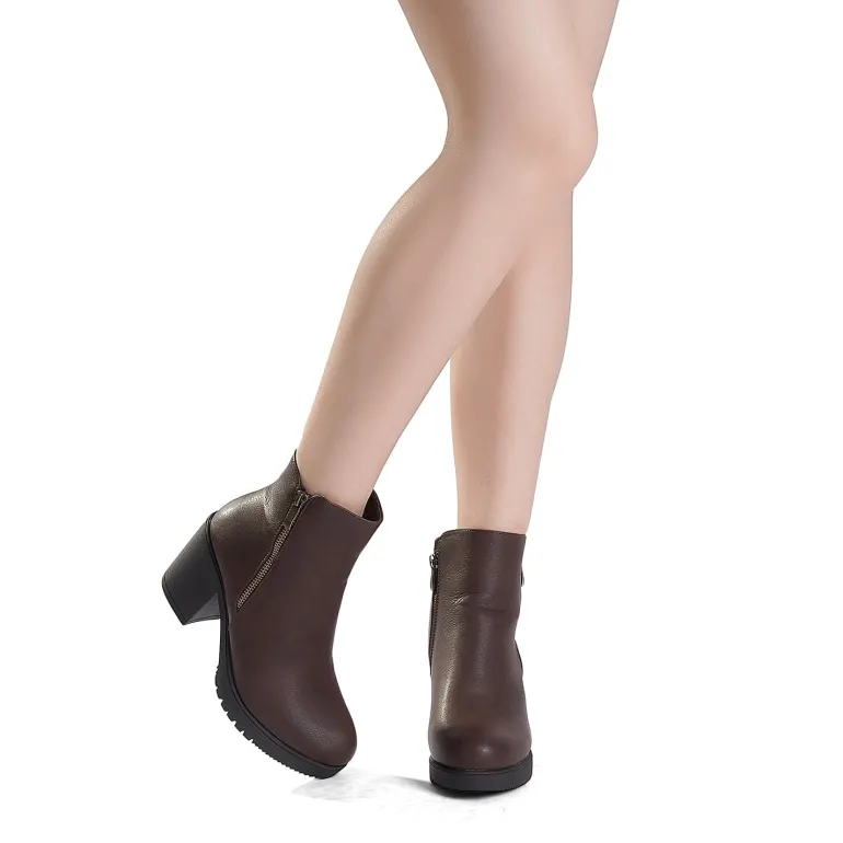 Comfortable Low Heel Chunky Ankle Boots