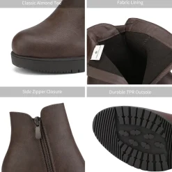 Comfortable Low Heel Chunky Ankle Boots