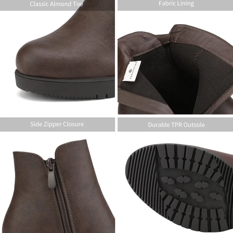 Comfortable Low Heel Chunky Ankle Boots