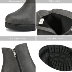 Comfortable Low Heel Chunky Ankle Boots