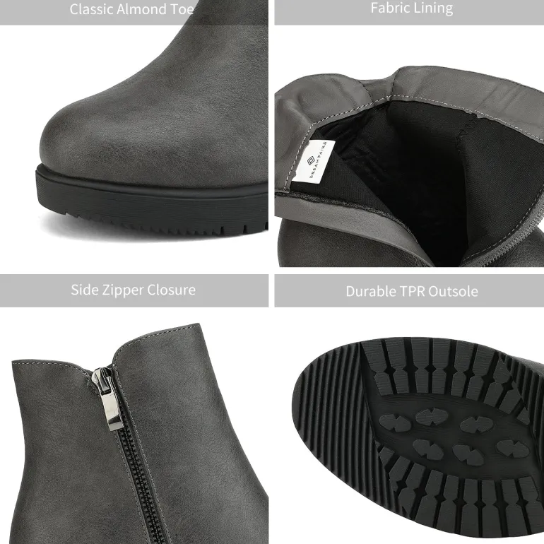 Comfortable Low Heel Chunky Ankle Boots