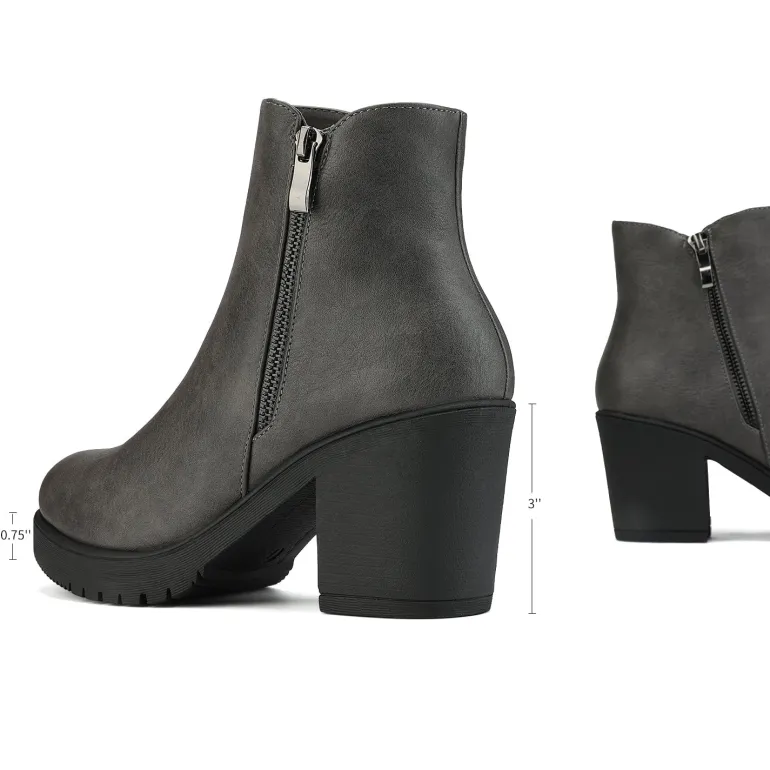 Comfortable Low Heel Chunky Ankle Boots