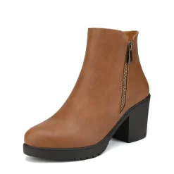 Comfortable Low Heel Chunky Ankle Boots