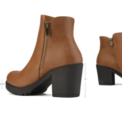 Comfortable Low Heel Chunky Ankle Boots