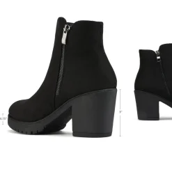 Comfortable Low Heel Chunky Ankle Boots