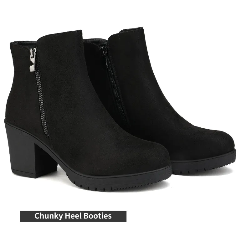 Comfortable Low Heel Chunky Ankle Boots