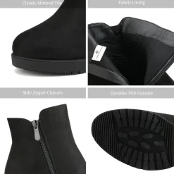 Comfortable Low Heel Chunky Ankle Boots