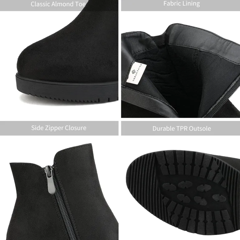 Comfortable Low Heel Chunky Ankle Boots