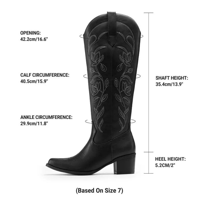 Comfort Square-toe Knee-high Cowboy Boots