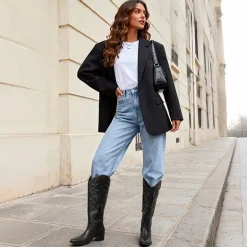 Comfort Square-toe Knee-high Cowboy Boots