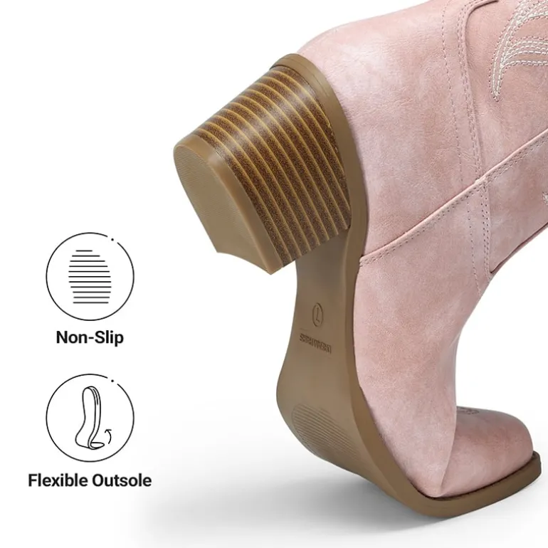 Comfort Square-toe Knee-high Cowboy Boots