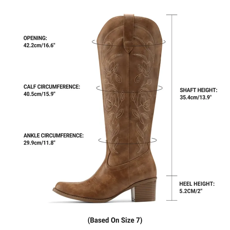 Comfort Square-toe Knee-high Cowboy Boots