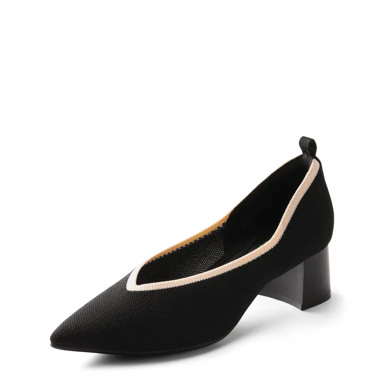 Comfy Chunky Heel Knit Pumps