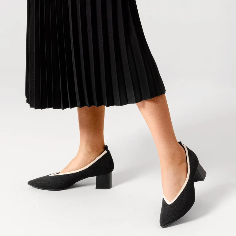 Comfy Chunky Heel Knit Pumps