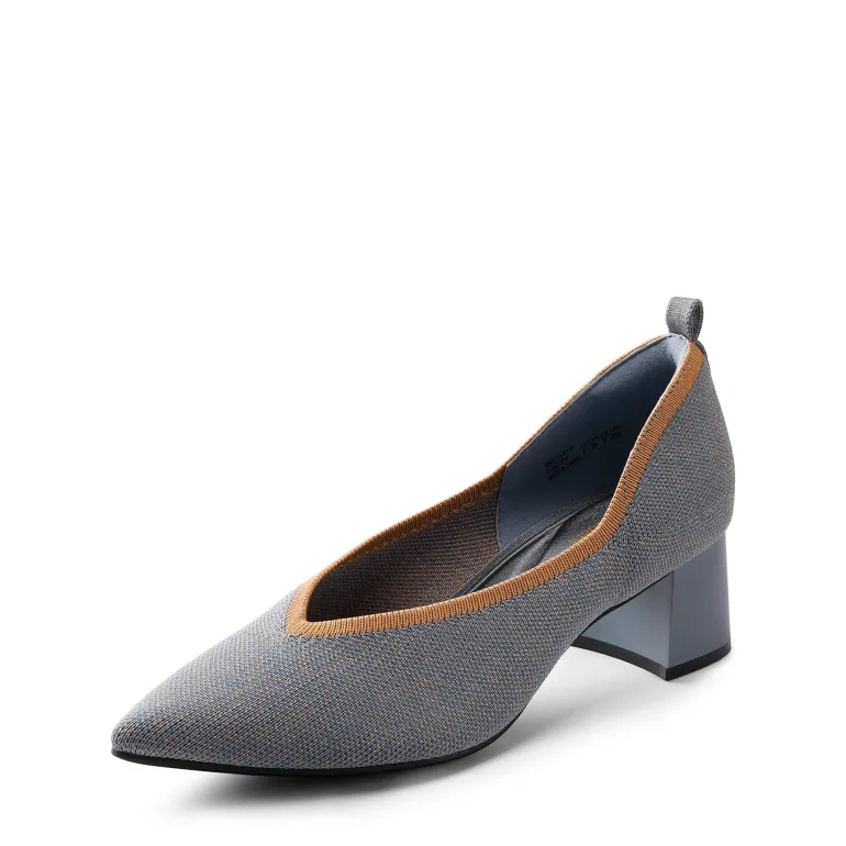 Comfy Chunky Heel Knit Pumps