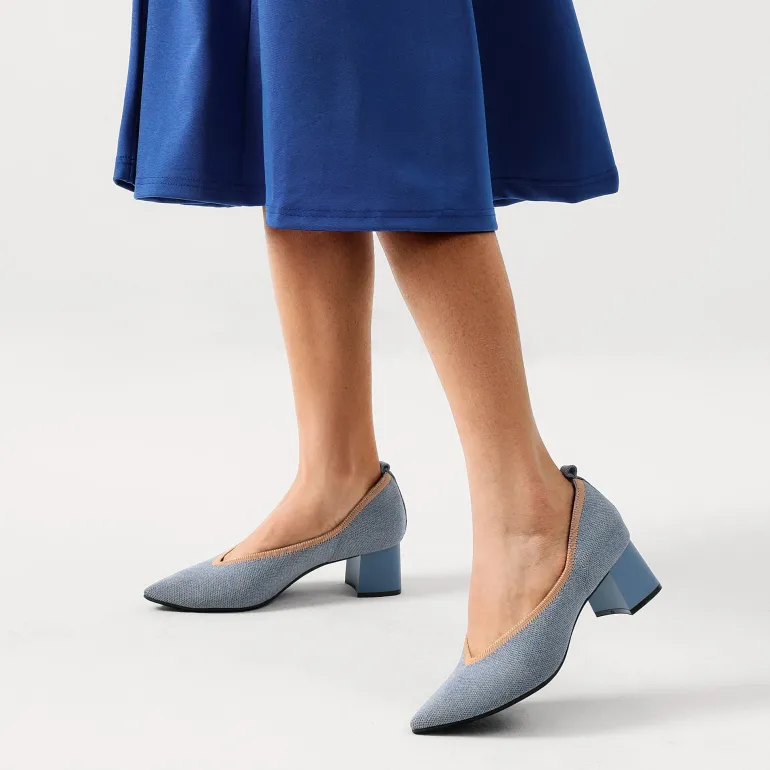 Comfy Chunky Heel Knit Pumps
