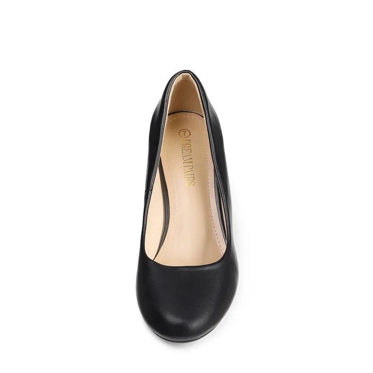 Comfy Round Toe Low Heel Pumps