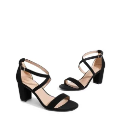 Criss Cross Chunky Heel Ankle Strap Sandals