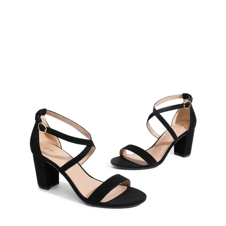 Criss Cross Chunky Heel Ankle Strap Sandals
