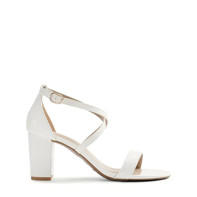 Criss Cross Chunky Heel Ankle Strap Sandals
