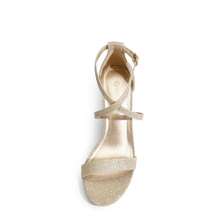 Criss Cross Chunky Heel Ankle Strap Sandals