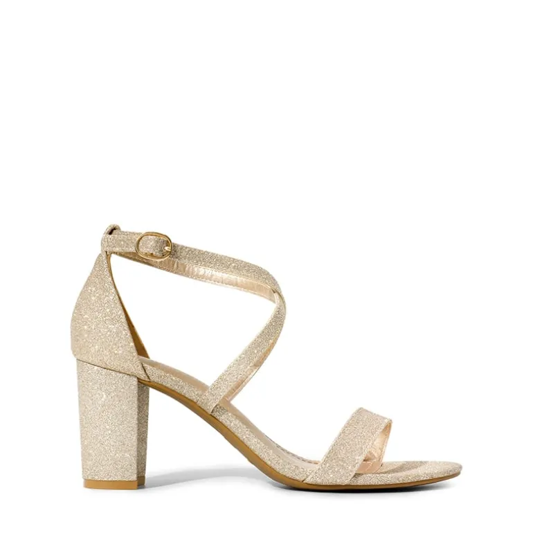 Criss Cross Chunky Heel Ankle Strap Sandals