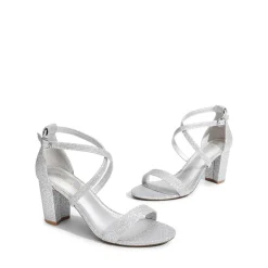 Criss Cross Chunky Heel Ankle Strap Sandals