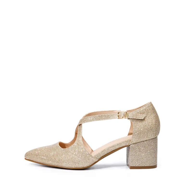 Criss-Cross Chunky Heel Pumps
