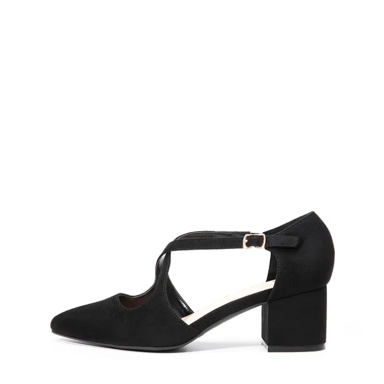 Criss-Cross Chunky Heel Pumps