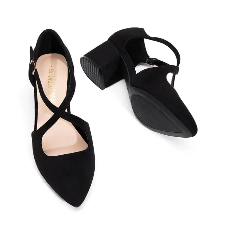 Criss-Cross Chunky Heel Pumps