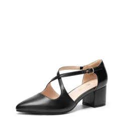 Criss-Cross Chunky Heel Pumps