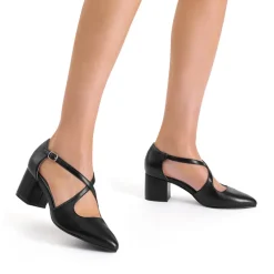 Criss-Cross Chunky Heel Pumps