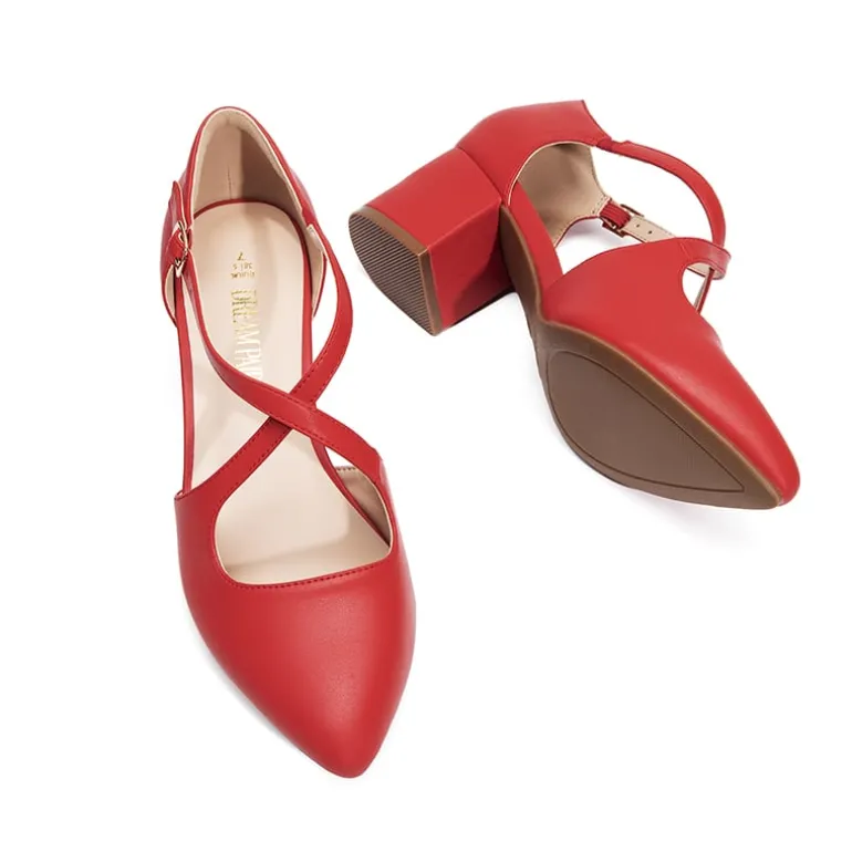 Criss-Cross Chunky Heel Pumps