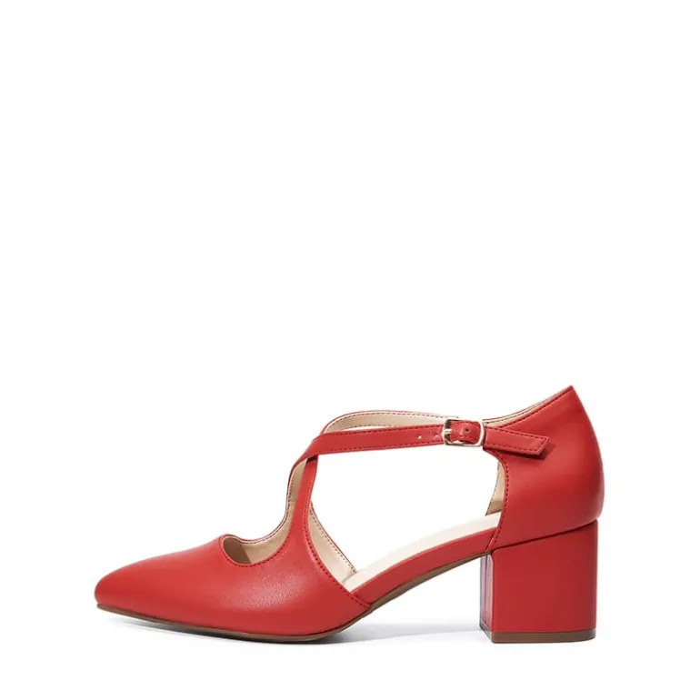Criss-Cross Chunky Heel Pumps