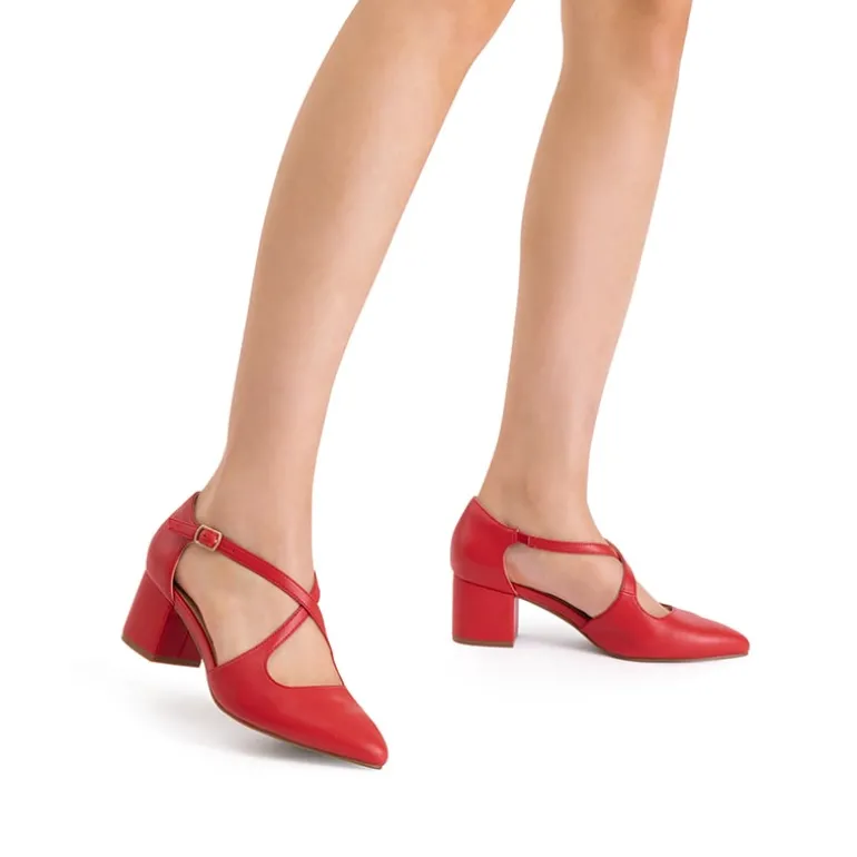 Criss-Cross Chunky Heel Pumps