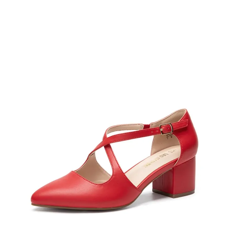 Criss-Cross Chunky Heel Pumps