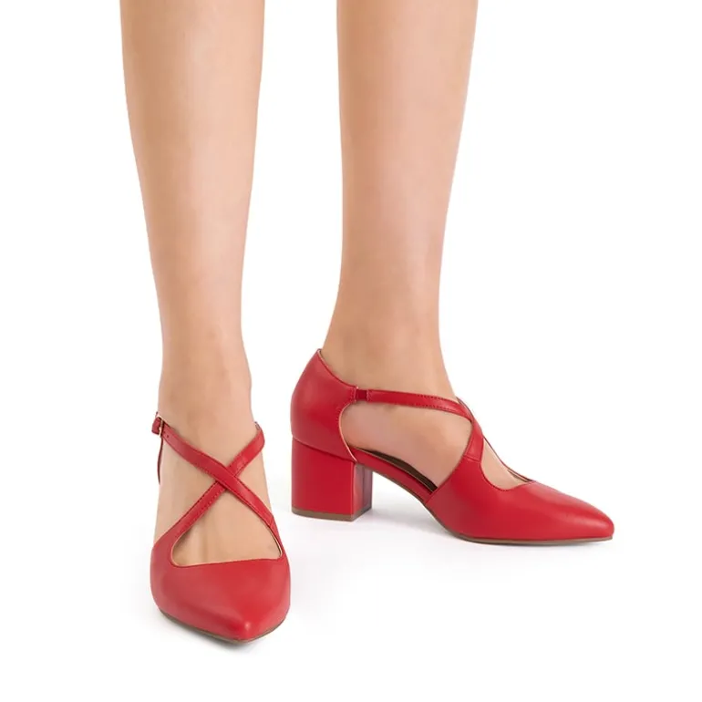 Criss-Cross Chunky Heel Pumps