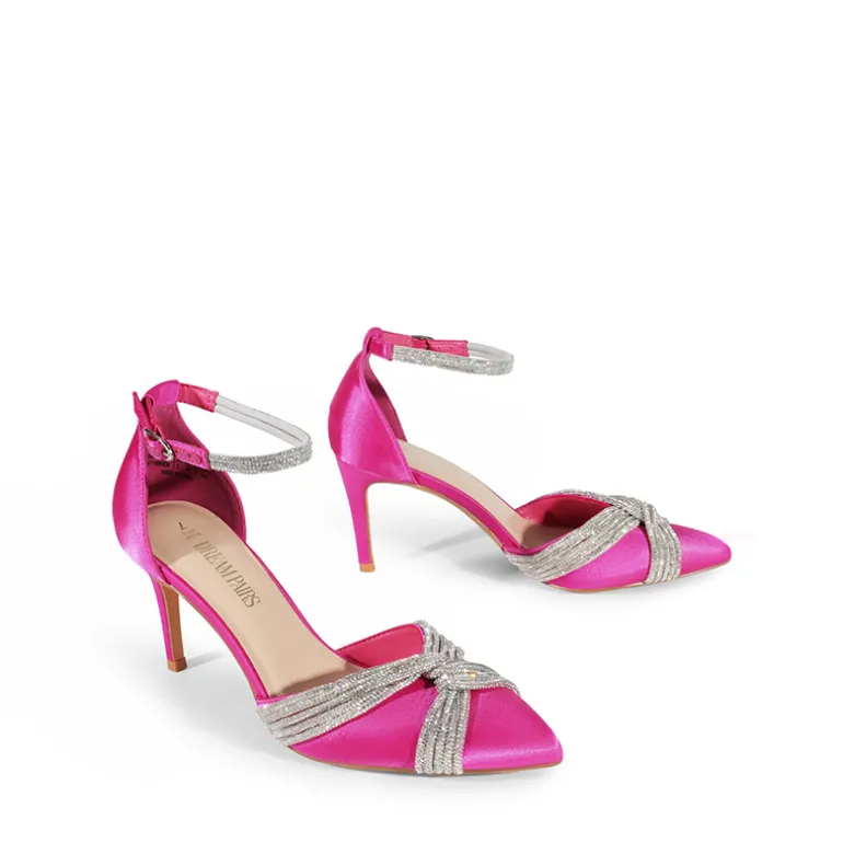 Crisscross Rhinestone Straps Pumps