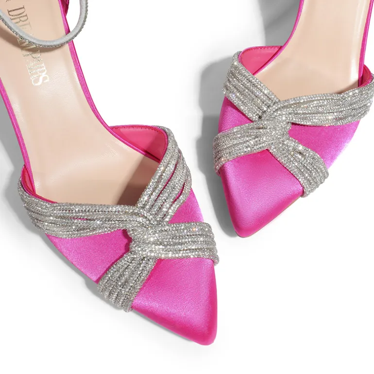 Crisscross Rhinestone Straps Pumps