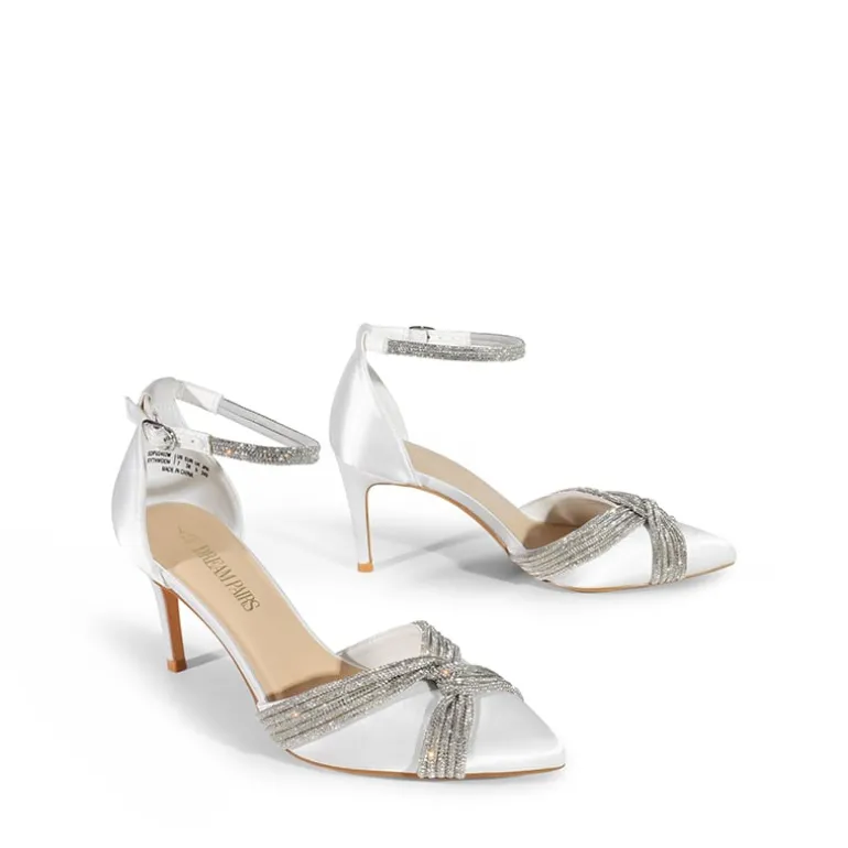 Crisscross Rhinestone Straps Pumps
