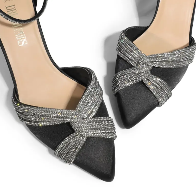 Crisscross Rhinestone Straps Pumps