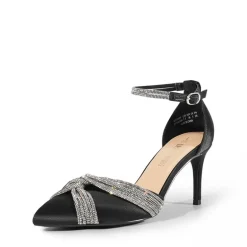 Crisscross Rhinestone Straps Pumps